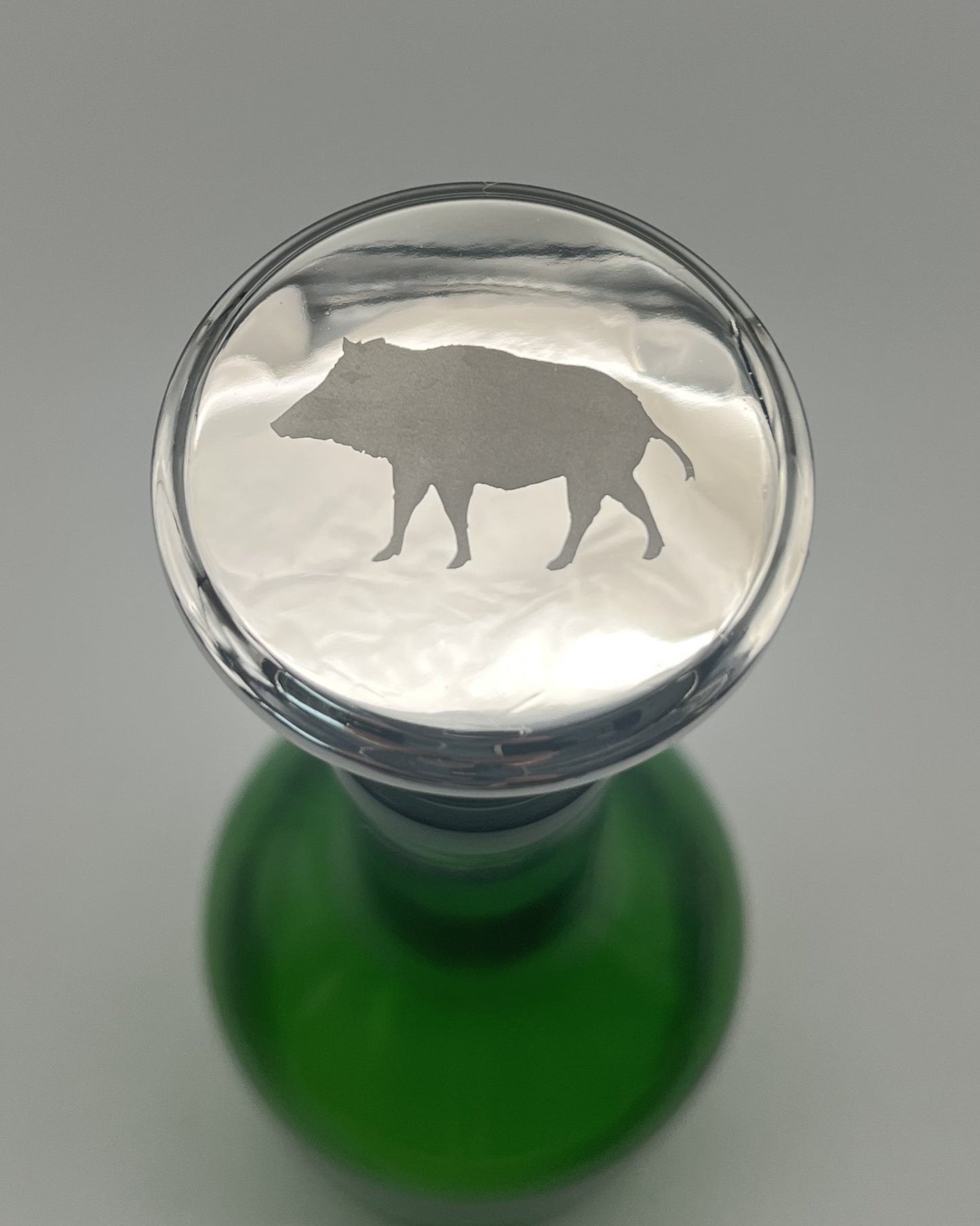 Korken, versilbert mit Wildmotiv, hochwertige Geschenkidee im edlen Design