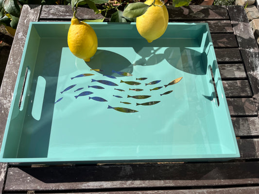 Tablett Laquer türkis