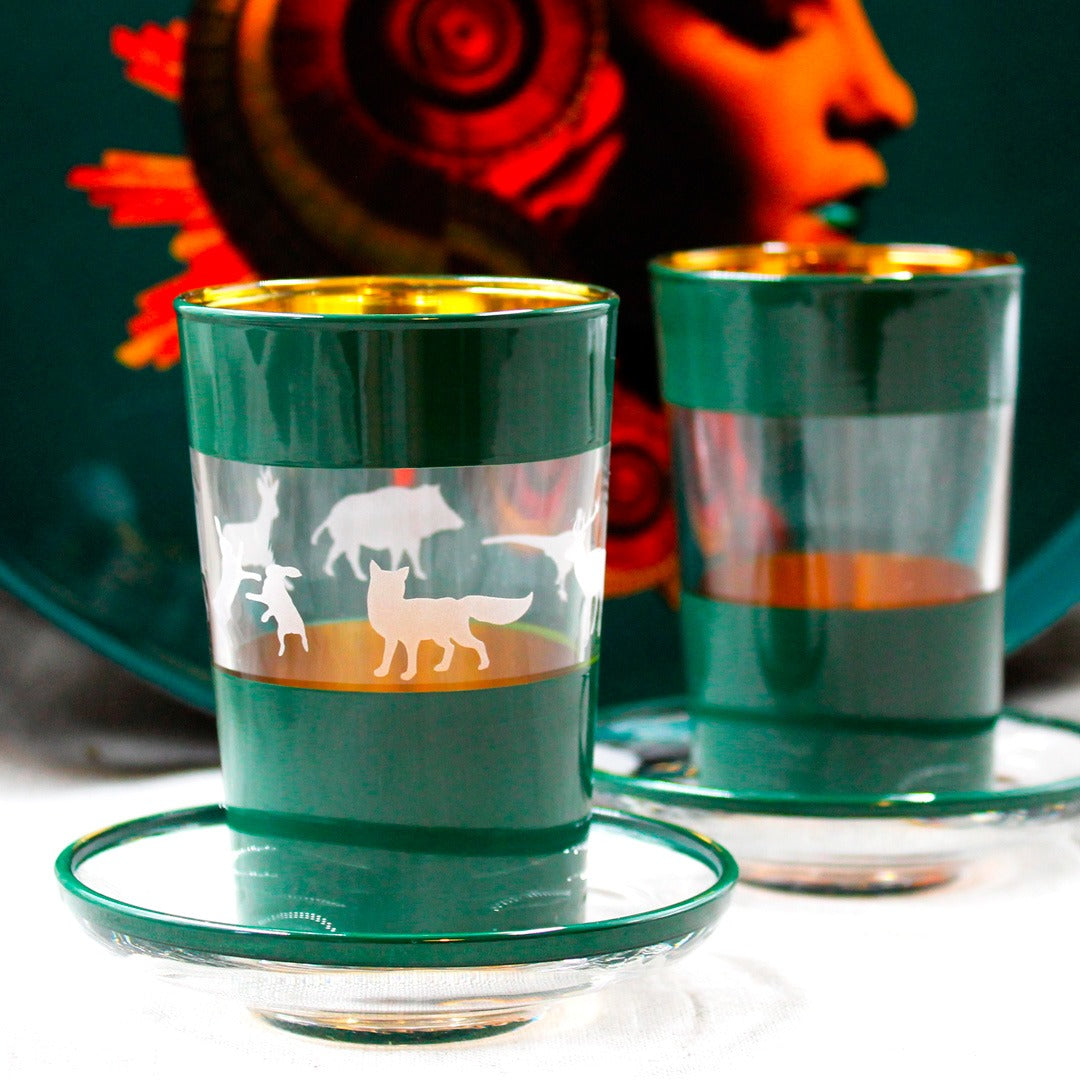 2 Tee & Espresso Gläser in grün - Wild / SALE