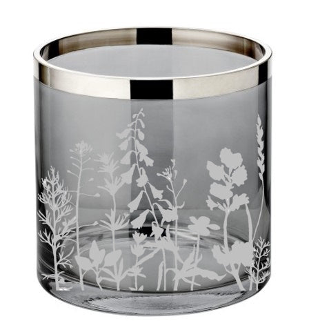 Windlicht "Rauchglas" mit Platinrand 15 cm | Motive rundum
