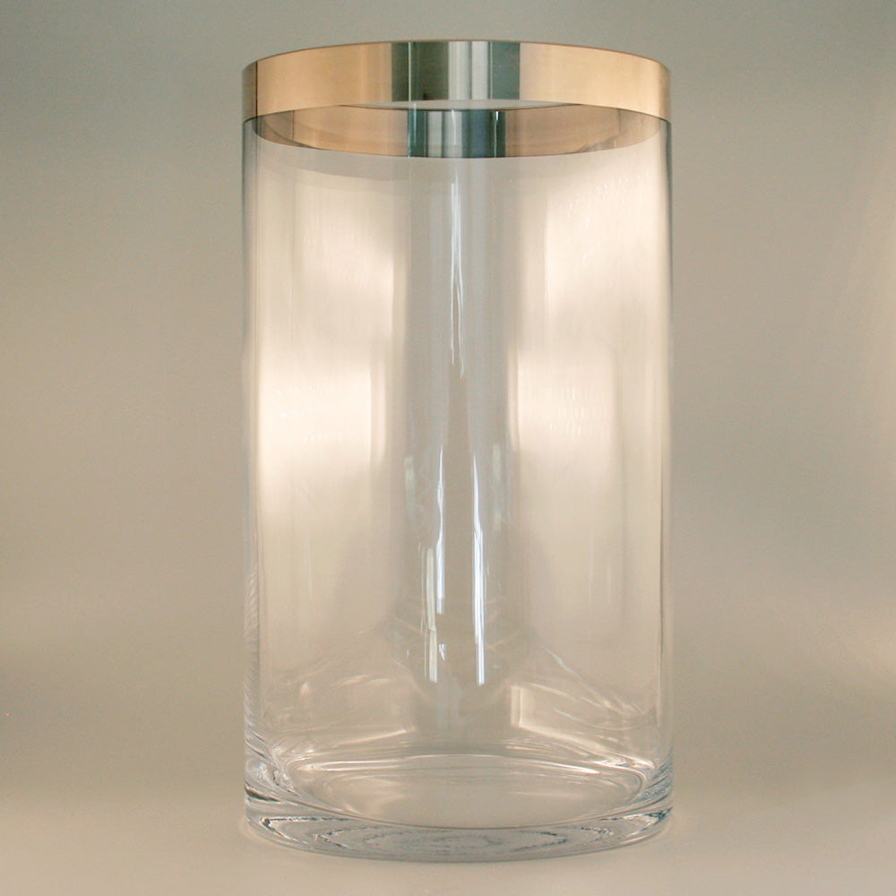 Windlicht "Zylinder" mit Platinrand 25 cm