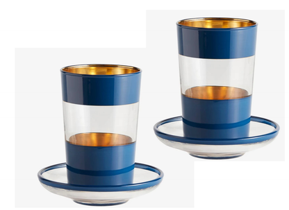 2er Set Espresso Gläser in blau mit Wunschname