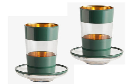 2er Set Espresso Gläser in grün mit Wunschname