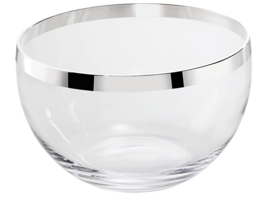 Glasschale mit Silberrand