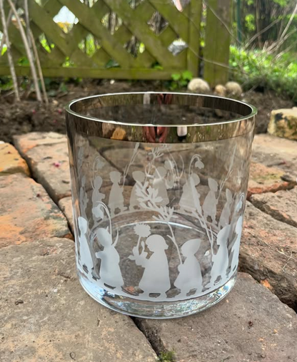 Windlicht "Rauchglas" mit Platinrand 15 cm | Motive rundum