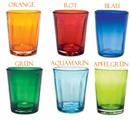 Wasserglas | Serie "Italy" | bunt | 6er Set