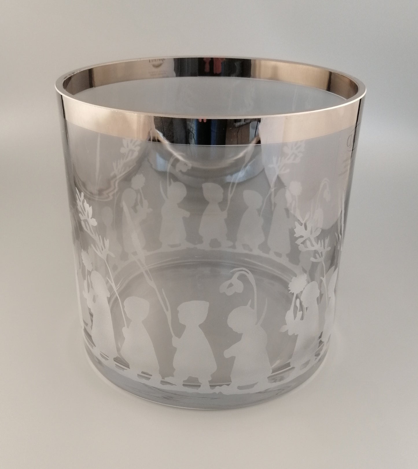 Windlicht "Rauchglas" mit Platinrand 15 cm | mit Wurzelkindern