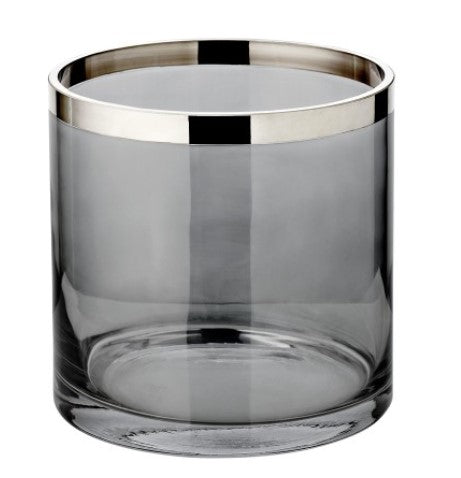 Windlicht "Rauchglas" mit Platinrand 15 cm | mit freier Motivwahl