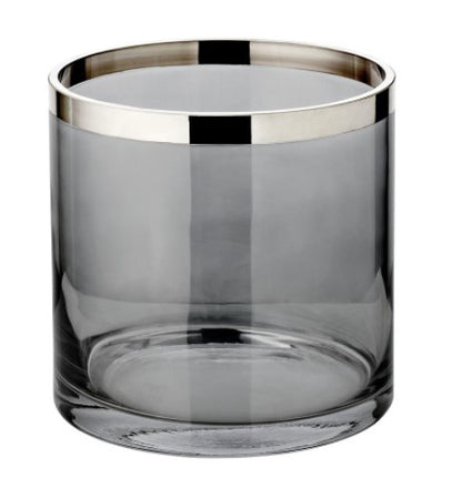 Windlicht "Rauchglas" mit Platinrand 15 cm | mit freier Motivwahl